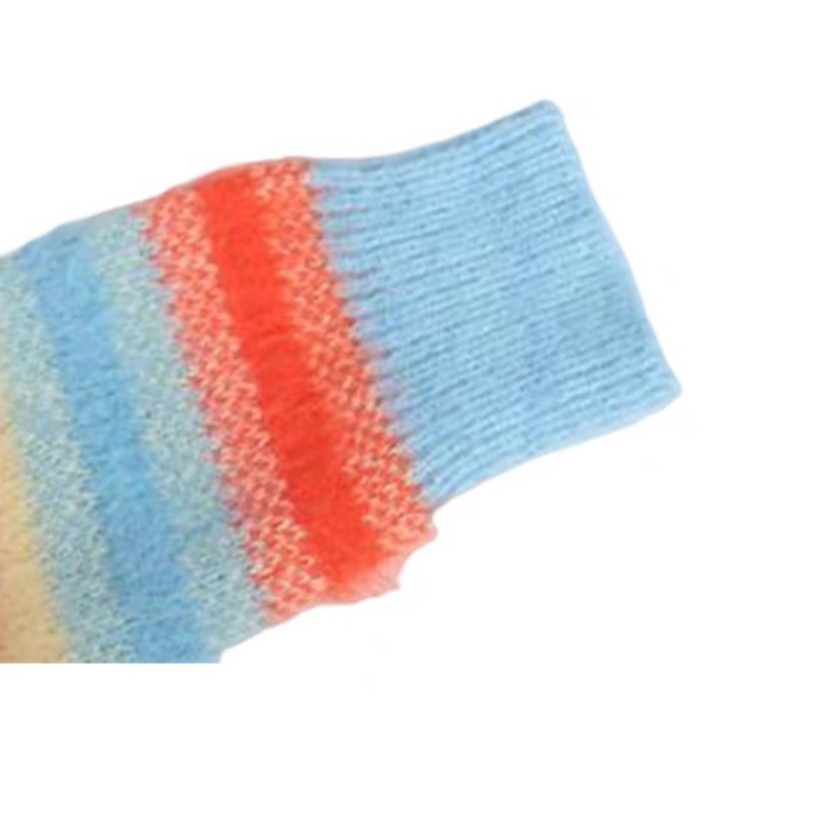 OEM Factory Custom Frühling Herbst Casual Damen Mohair Regenbogen Strickpullover Mantel Tops Cardigan für Damen