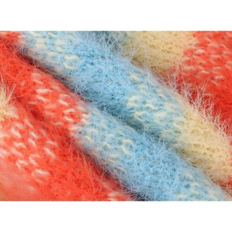 OEM Factory Custom Frühling Herbst Casual Damen Mohair Regenbogen Strickpullover Mantel Tops Cardigan für Damen