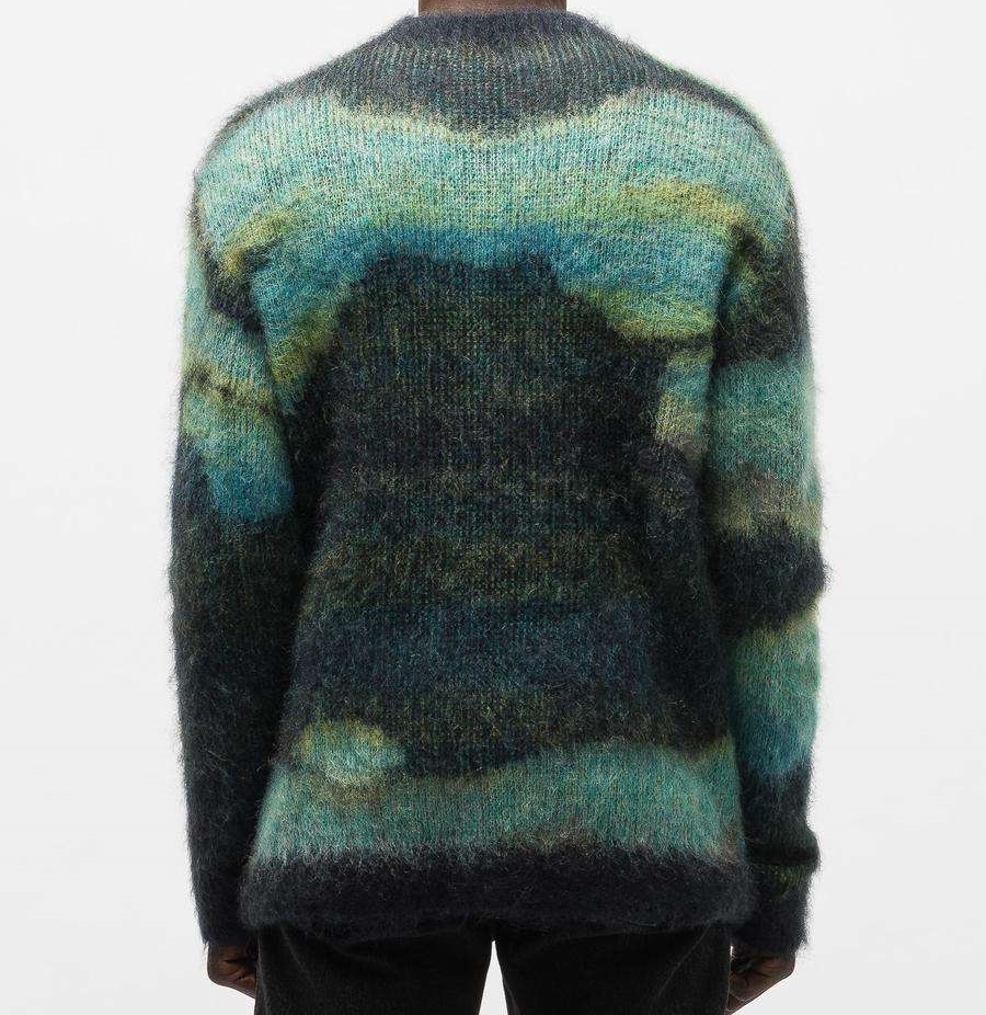 Benutzerdefiniertes Logo OEM & ODM Mohair Jacquard Pullover Strickpullover mit Rundhalsausschnitt Winterstrickpullover für Herren