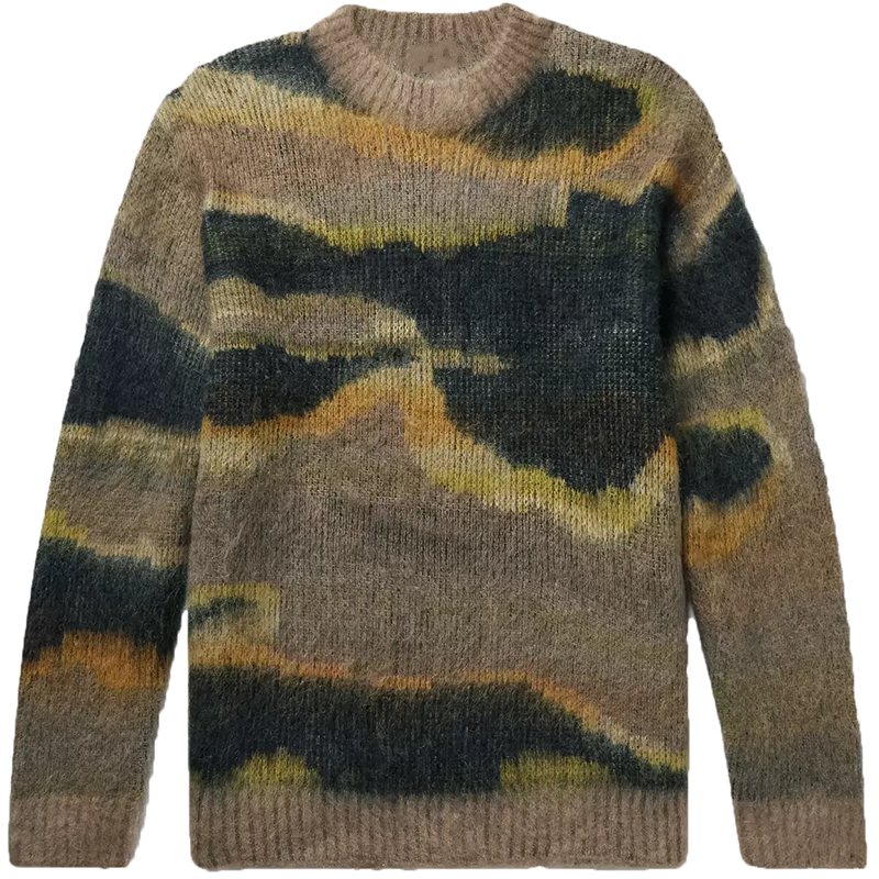 Benutzerdefiniertes Logo OEM & ODM Mohair Jacquard Pullover Strickpullover mit Rundhalsausschnitt Winterstrickpullover für Herren