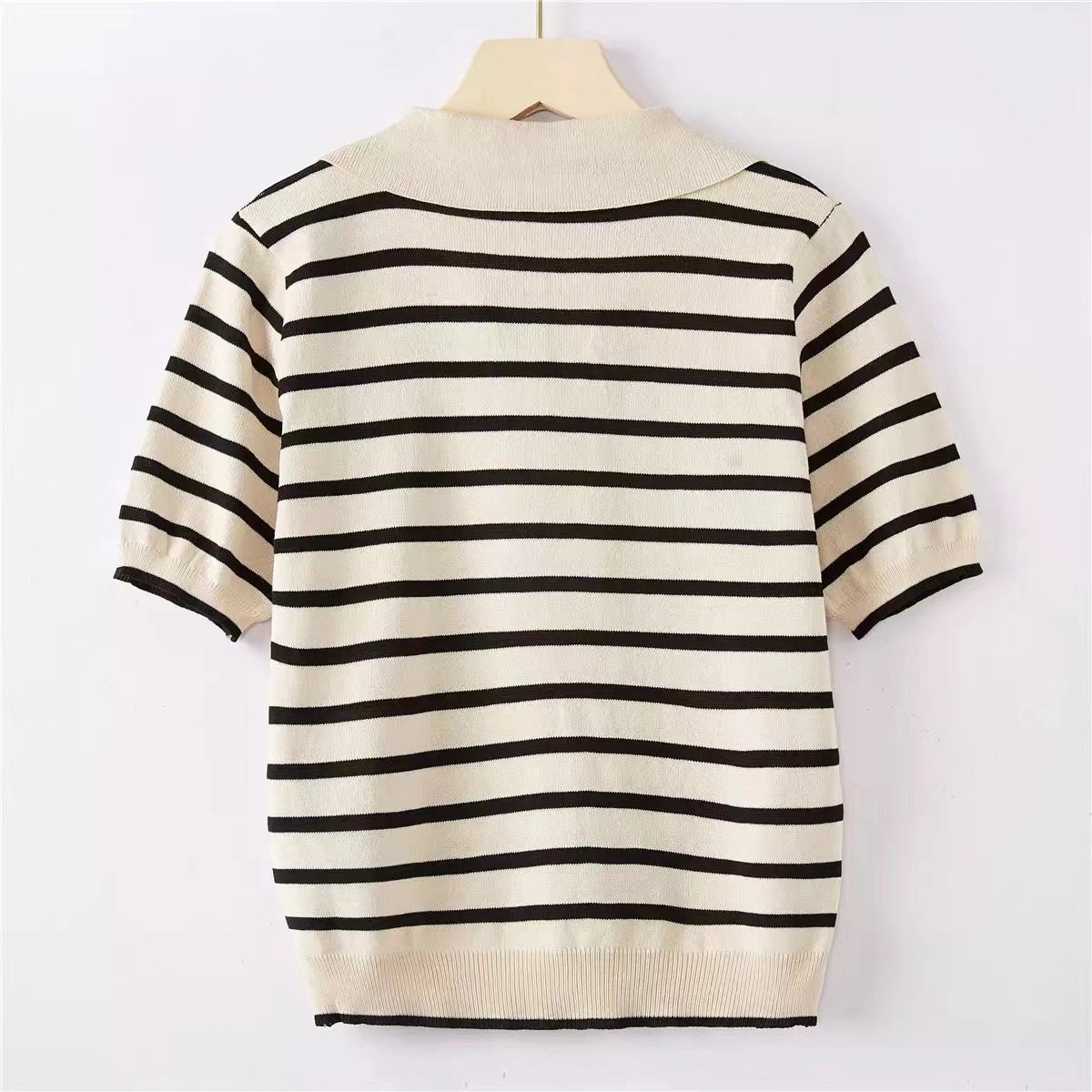 OEM Factory Custom Sommer Designer gestreifte Damen Strickwaren Strickshirt Tops Pullover Cardigan für Damen