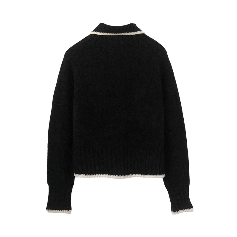 OEM Factory Custom Herbst Winter Damen Strickwaren Polo Neck Strickpullover Mantel Jacke Strickjacke für Damen