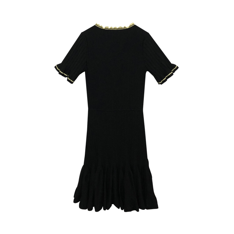 OEM Factory Custom Frühling Sommer Kurzarm Plissee Damen Strickpulloverkleid