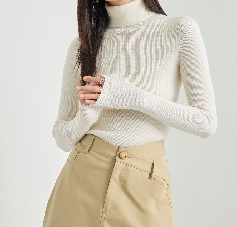 OEM Custom New Herbst Winter Slim Rollkragenpullover aus 100 % Wolle für Damen