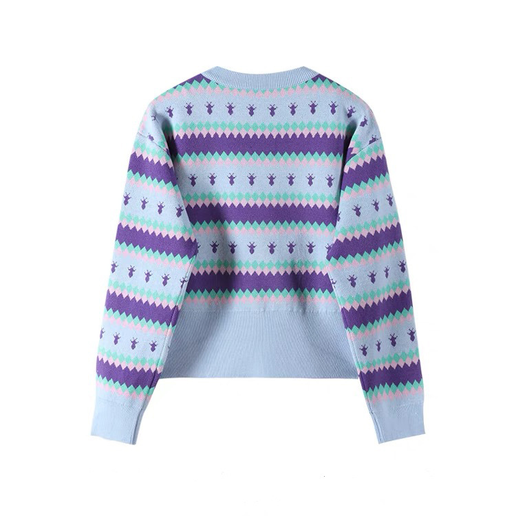 OEM Custom New Designer Herbst Winter Mode Jacquard Gestreifter Strickpullover für Damen