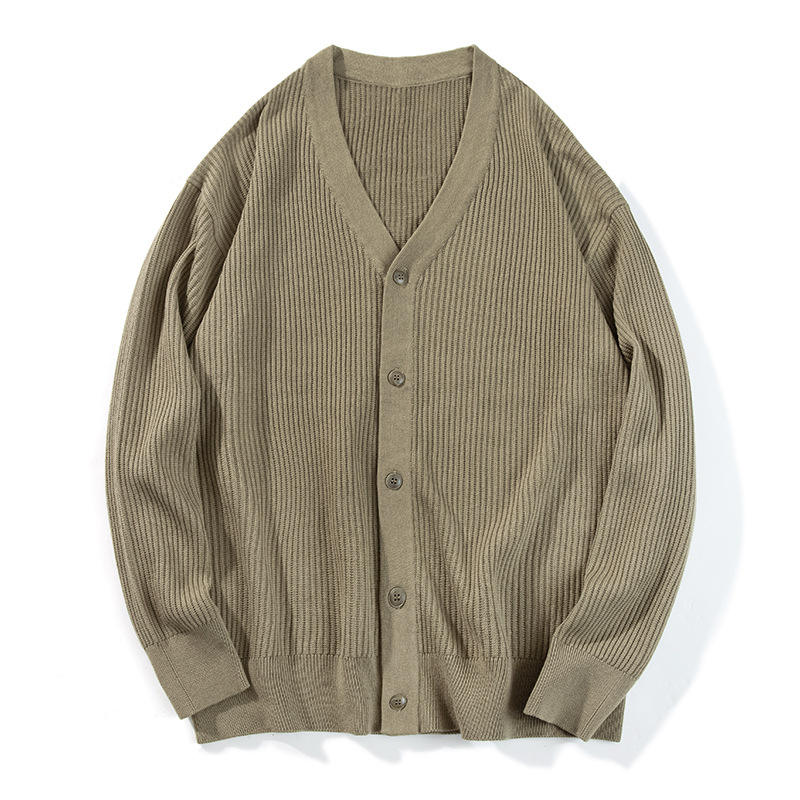OEM Custom New Simple Loose Solid Color Langarm Lässige Strickpullover Strickjacke für Herren