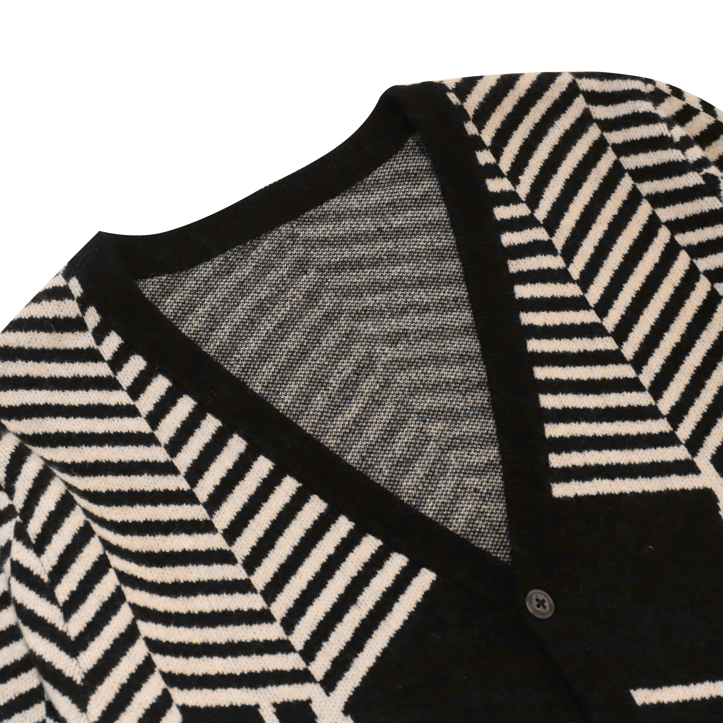 OEM Custom Black Print Langarm Wolle Damen Damen Strickpullover Mantel Strickjacke