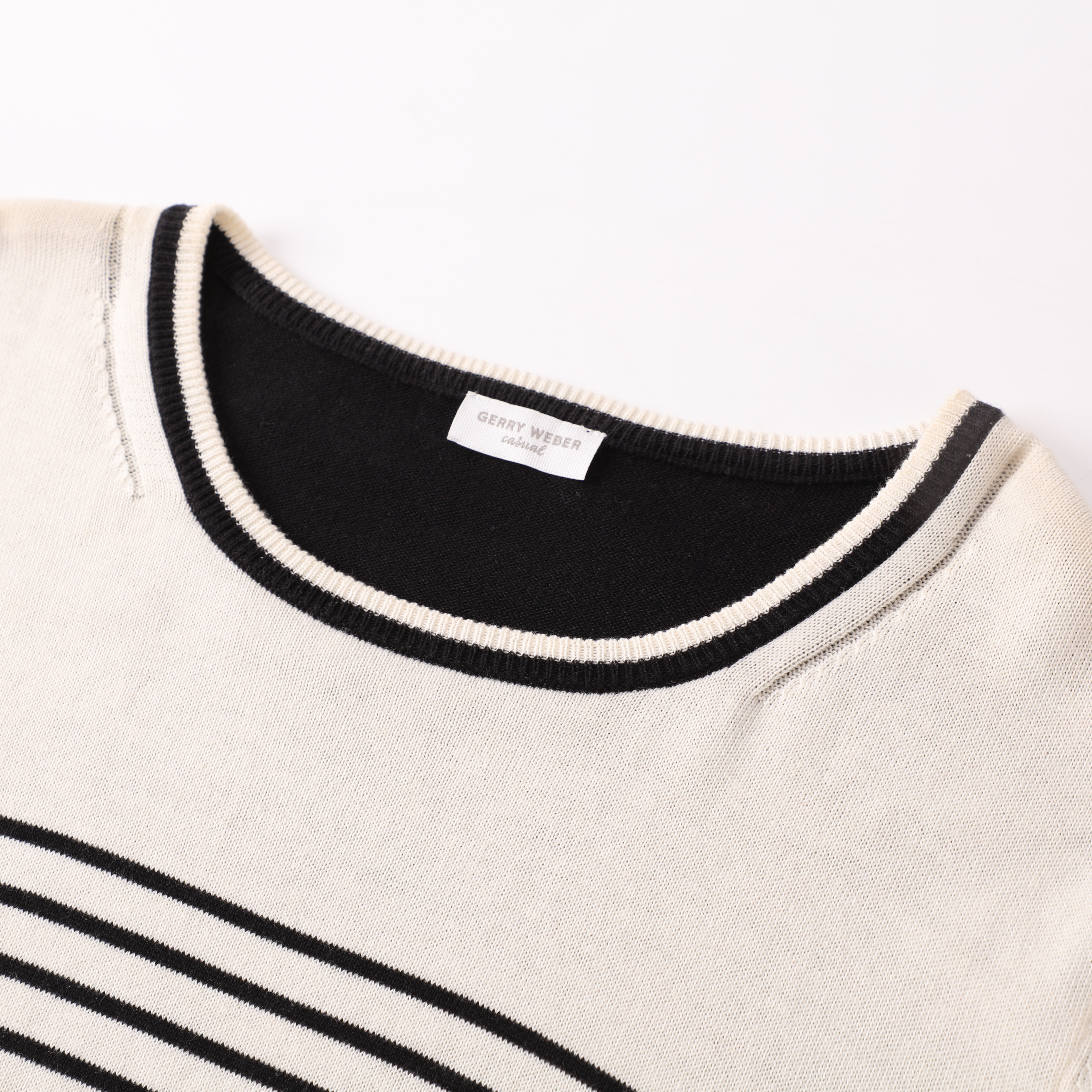 Herbst Winter OEM Custom Fashion Gestreifter Langarm Damen Pullover Strickpullover