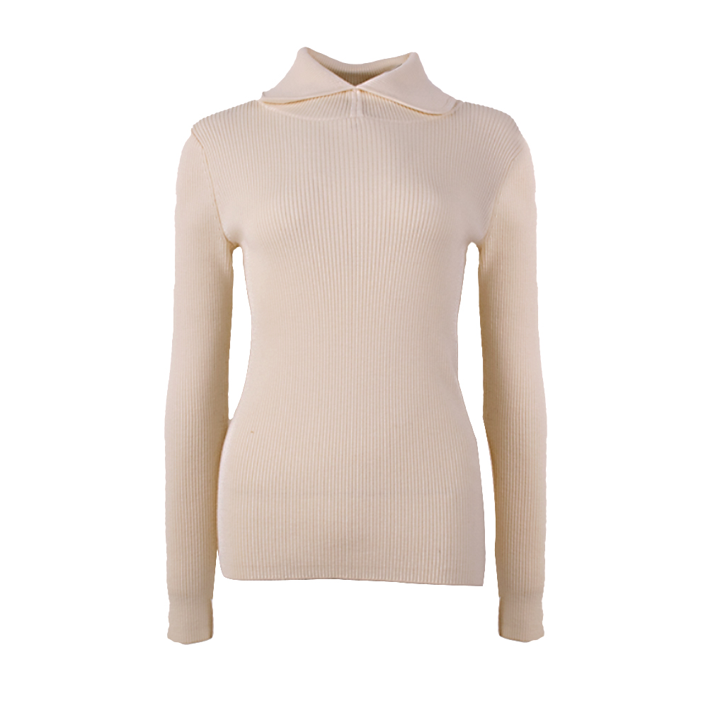 OEM Custom Women Herbst Winter beige Langarm gestrickte Pullover Pullover Pullover