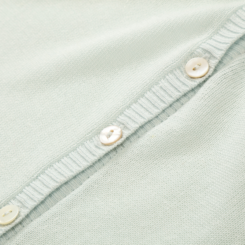 Tencel-Leinenmischung OEM Factory Custom Langarm-Beige-Damen-Shorts-Strickpullover-Cardigan