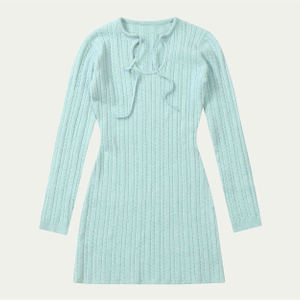 Herbst Winter OEM Factory Custom Langarm Damen Pullover Strickpullover Zopfmuster Strickkleid