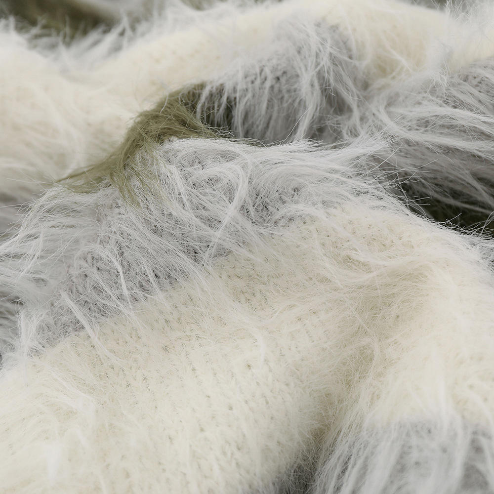 Benutzerdefinierte Herren Mohair Fuzzy Strickwaren Langarm Strick Herbst Winter Gestreifter Mohair Cardigan Pullover