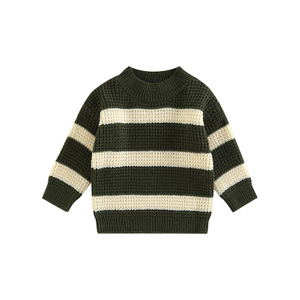 OEM Factory Custom Herbst Winter Rundhalsausschnitt gestreifter gestrickter Baby-Kind-Jungen-Pullover