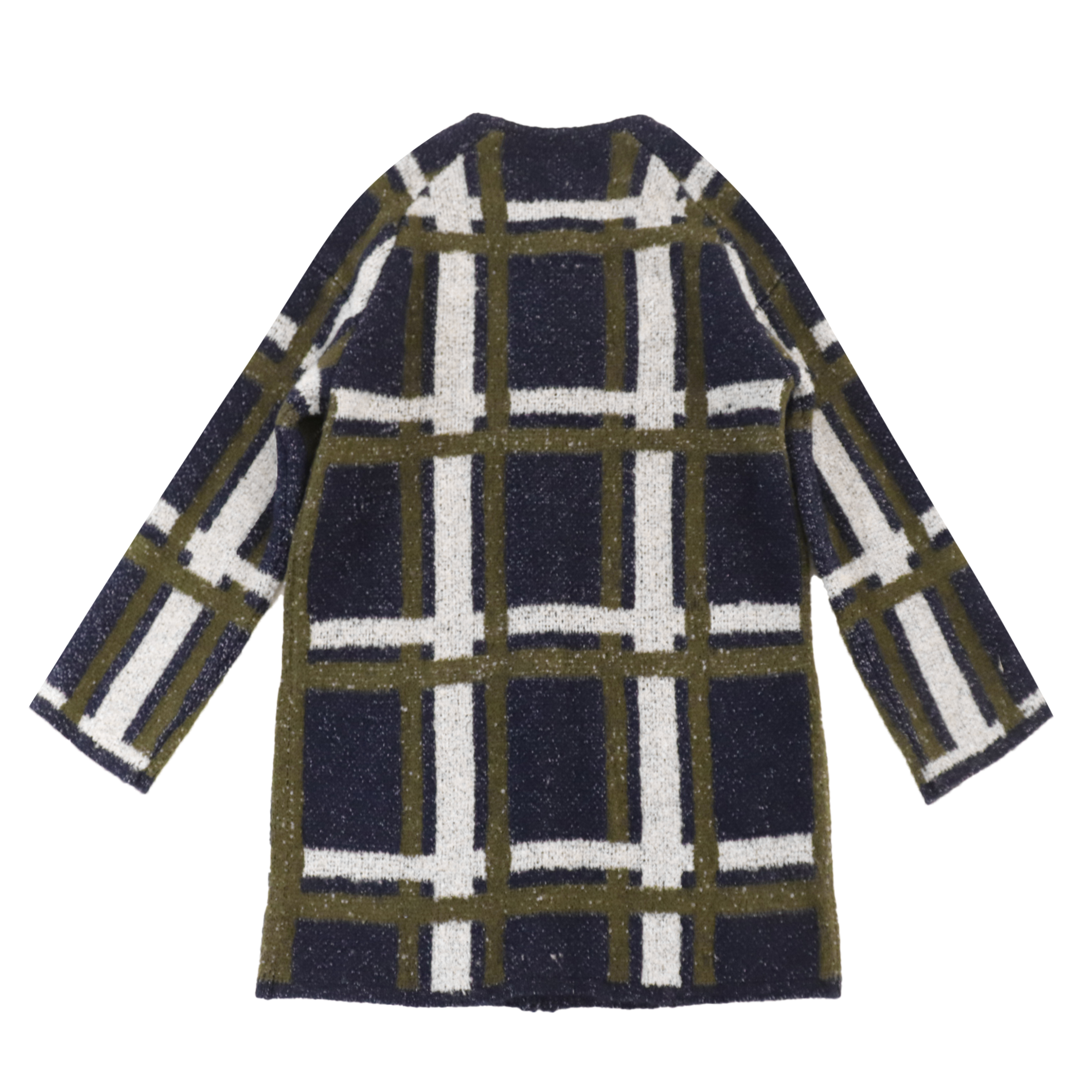 OEM Factory Custom Plaid Print Langarm Damen Damen Strickpullover Mantel Strickjacke