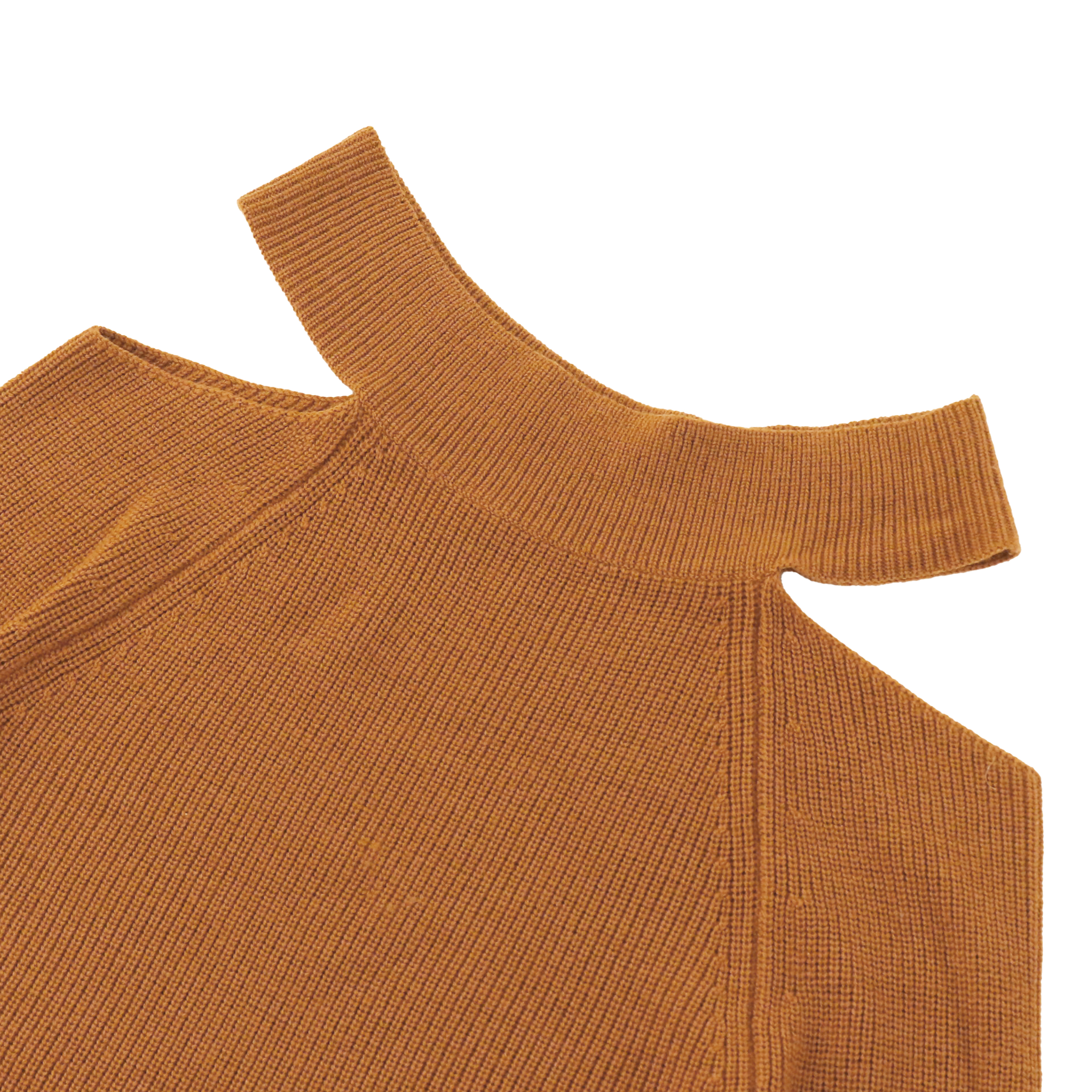 Herbst Winter OEM Hersteller Custom Langarm Rundhalsausschnitt Khaki Unregelmäßiger Damen Pullover Strickpullover