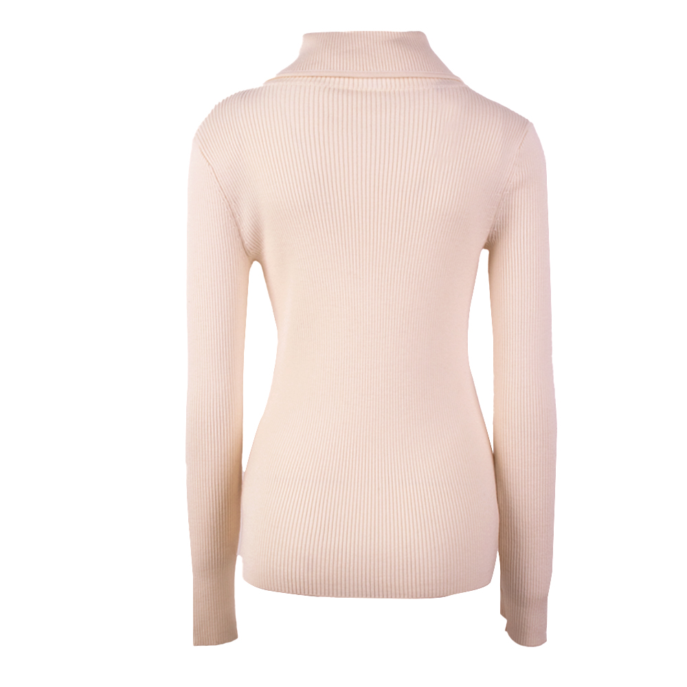 OEM Custom Women Herbst Winter beige Langarm gestrickte Pullover Pullover Pullover