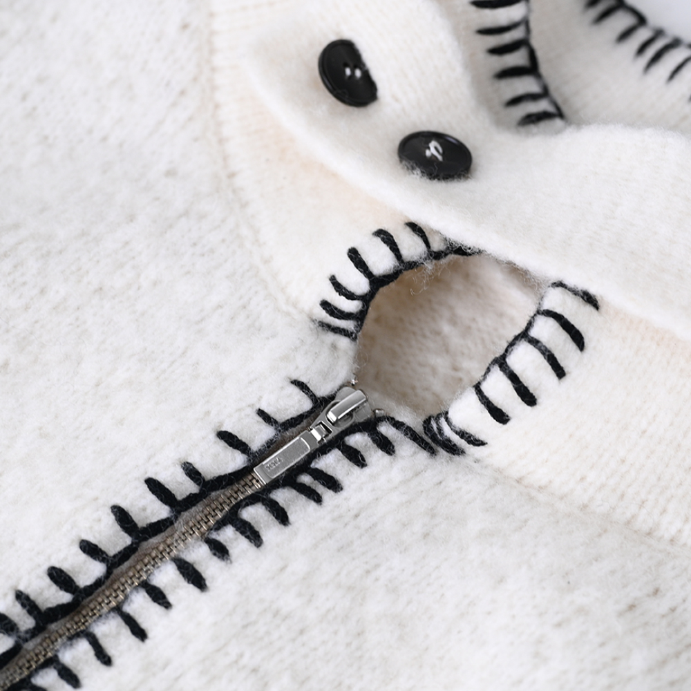 OEM-Fertigung, kundenspezifische Herbst-Strickwaren, gestrickt, lässig, Reißverschluss, Rollkragenpullover, Damen-Pullover, Top-Cardigan für Damen