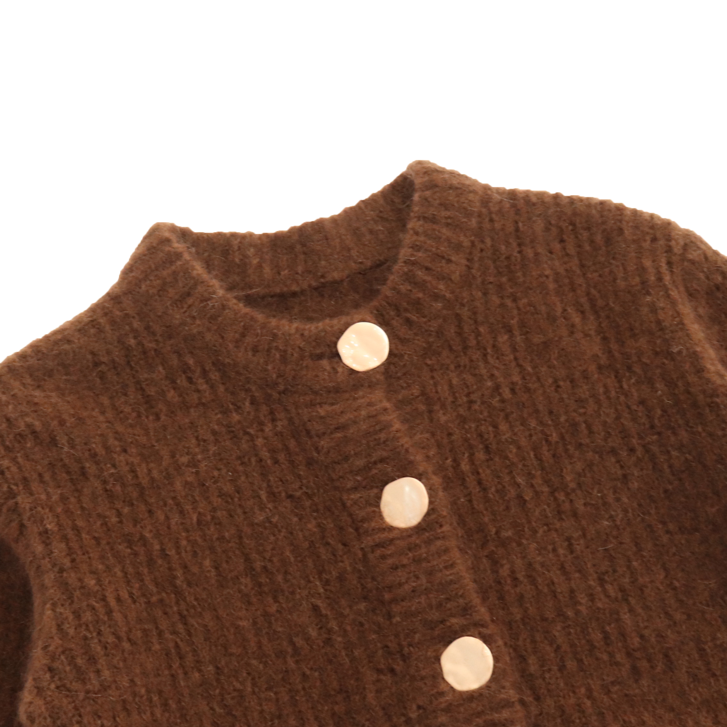Herbst Winter OEM Custom Solid Brown Langarm Wolle Frauen Top Strickpullover Strickjacke