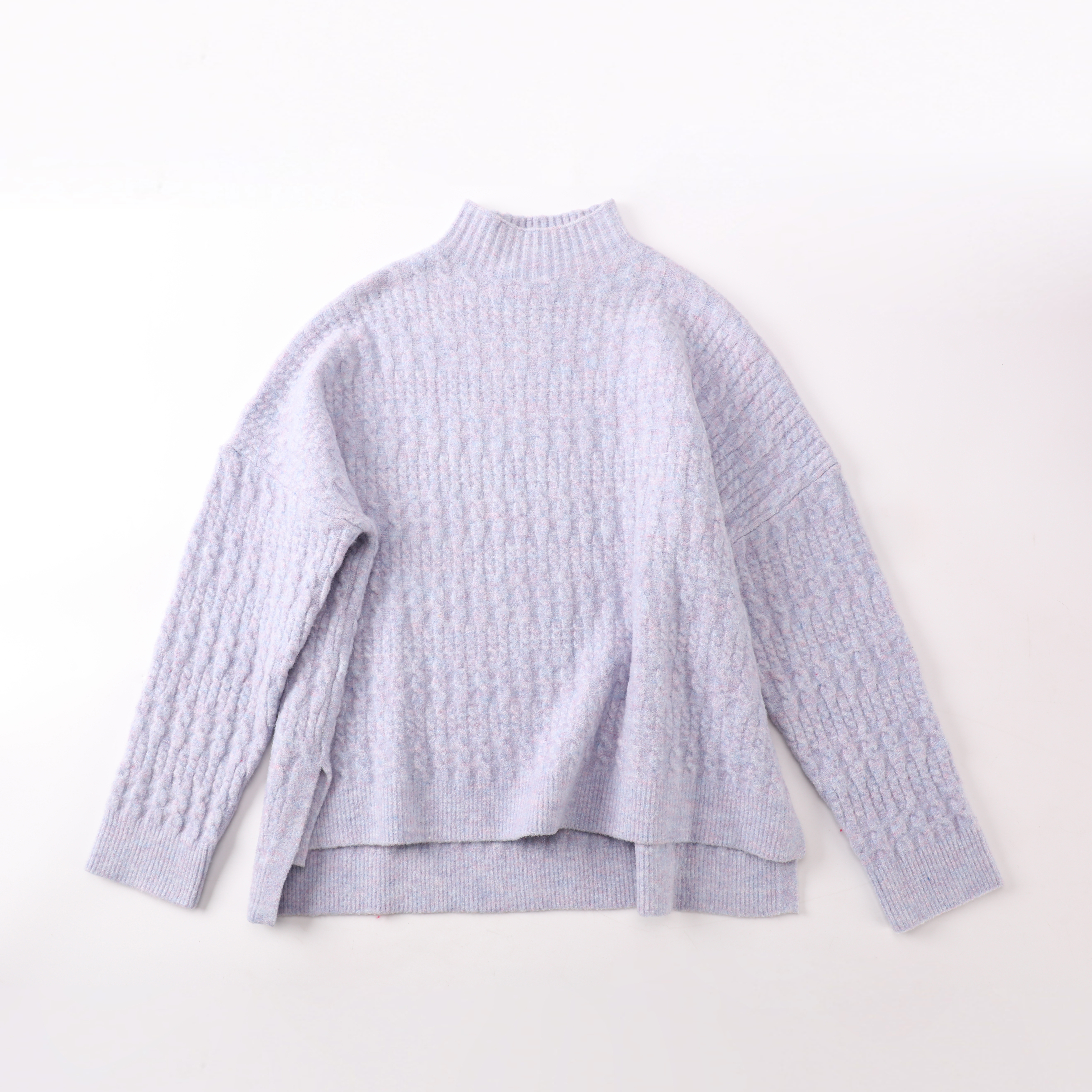 Herbst-Winter-OEM-kundenspezifischer hellpurpurner langärmliger warmer Damen-Pullover-Strickpullover