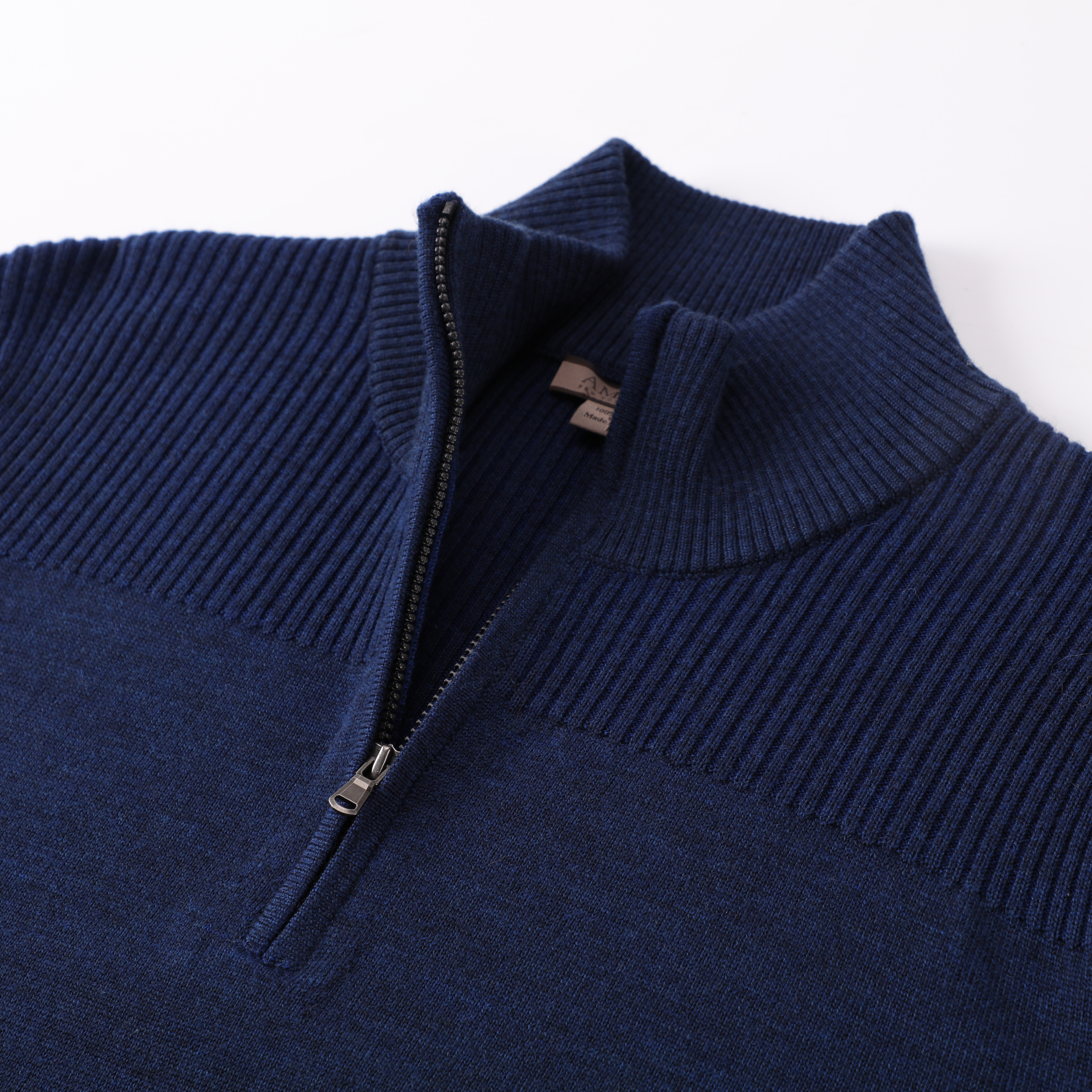 Herbst Winter OEM Custom Navy Langarm Damen Damen Pullover Strickpullover mit Reißverschluss