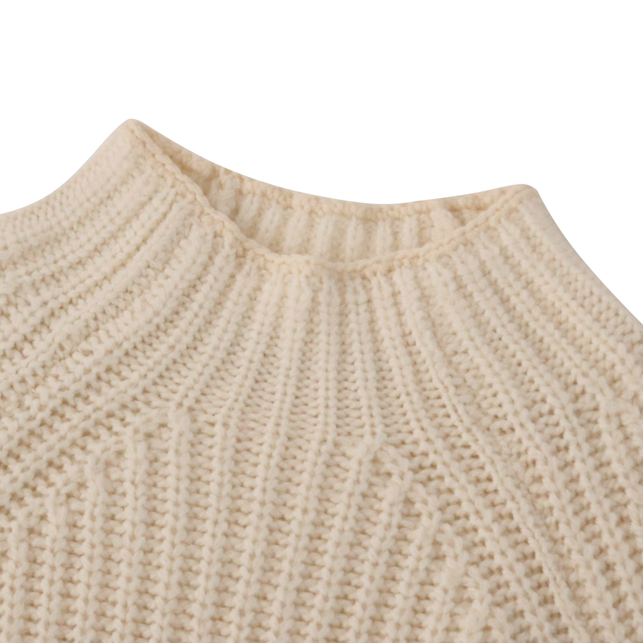 Herbst Winter OEM Factory Custom Langarm Beige Damen Pullover Strickpullover