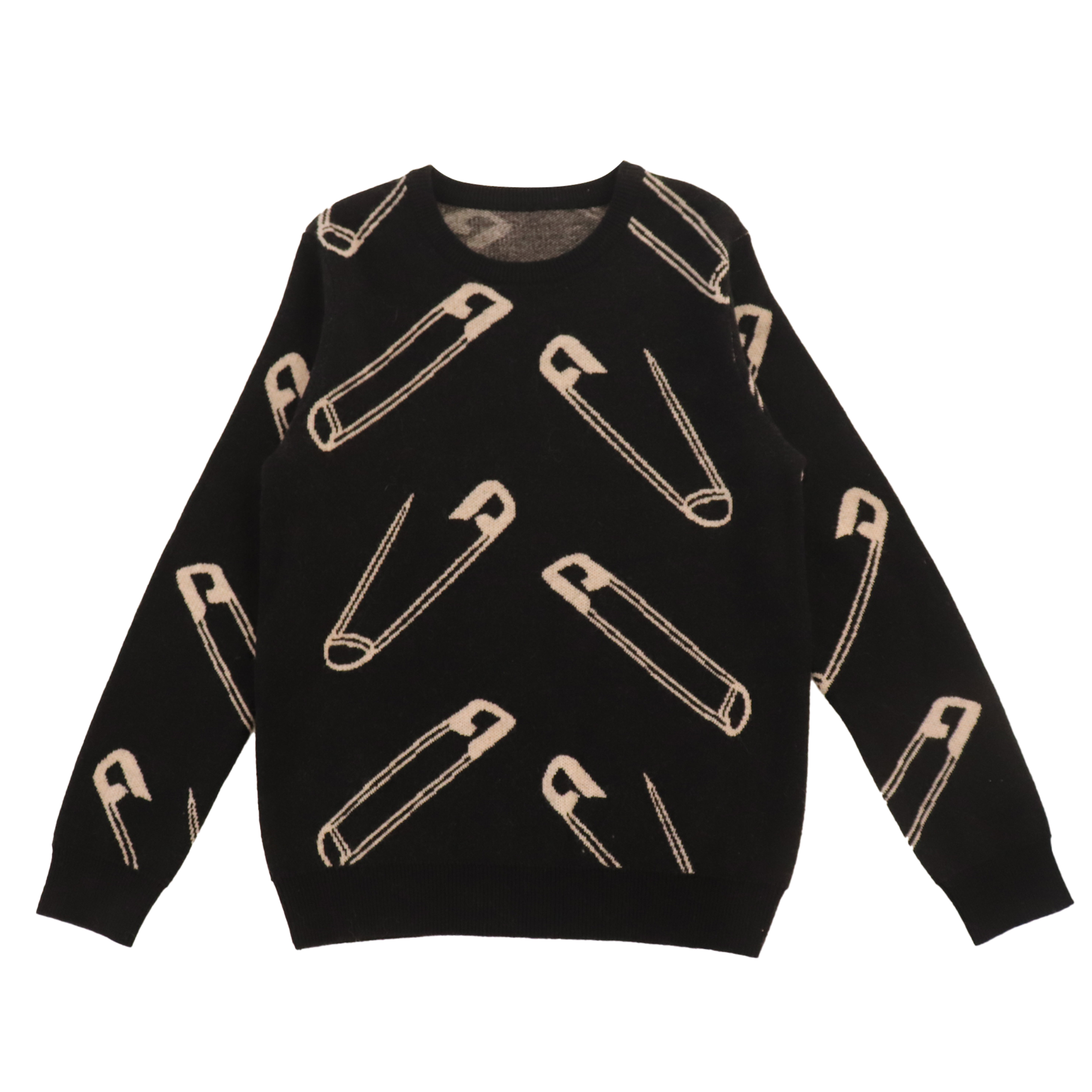 Herbst-Winter-Soem-kundenspezifischer schwarzer Druck-lange Hülsen-Frauen-Pullover-Strickpullover