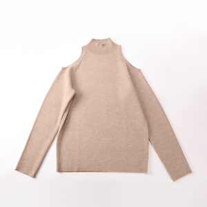 Herbst Winter OEM Factory Custom langärmeliger Rollkragenpullover mit ausgehöhltem Damen-Pullover