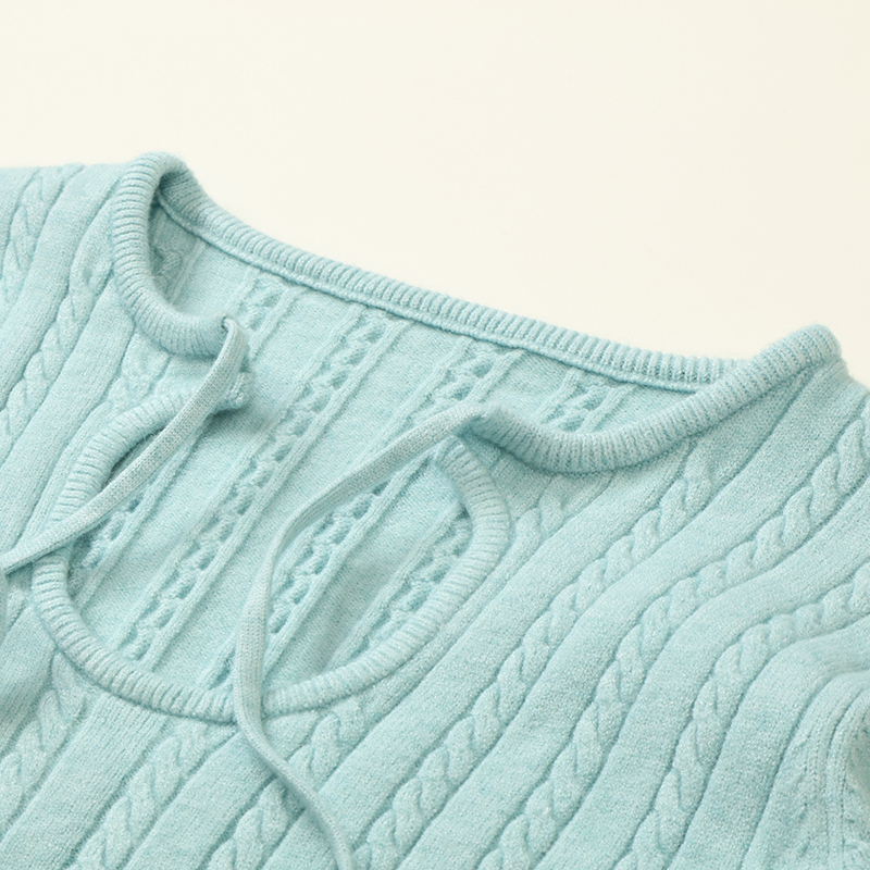 Herbst Winter OEM Factory Custom Langarm Damen Pullover Strickpullover Zopfmuster Strickkleid