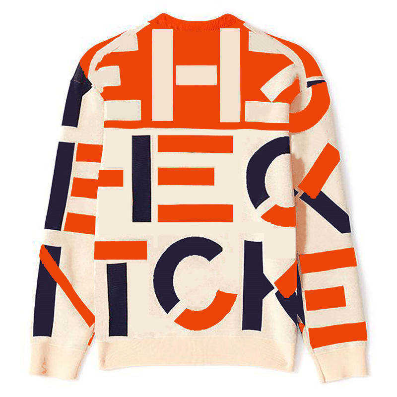 OEM Custom Herren Pullover Pullover Jacquard Letter Strickoberteil Langarm Pullover mit Rundhalsausschnitt