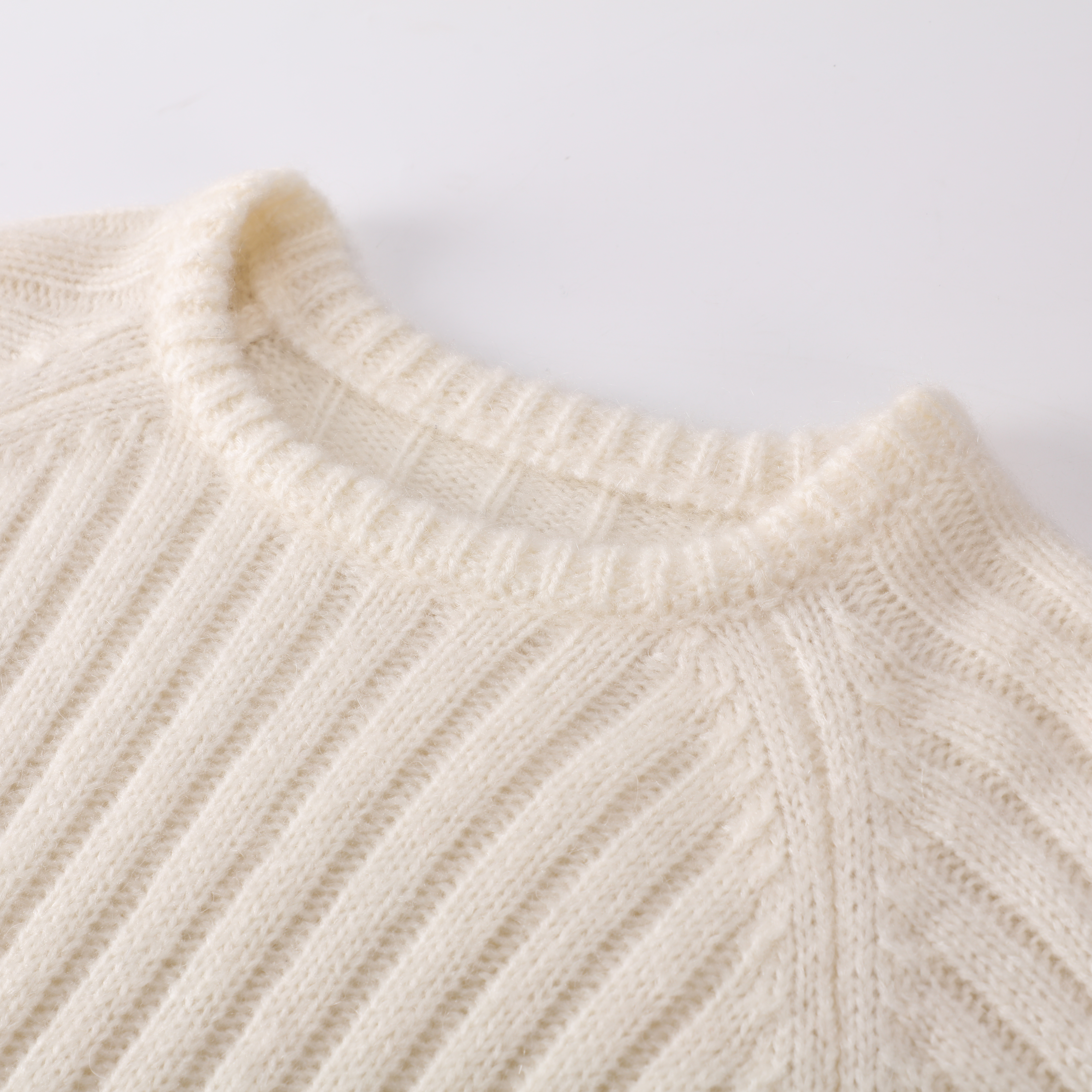 Herbst Winter OEM Factory Custom Beige Langarm Oansatz Damen Damen Pullover Strickpullover