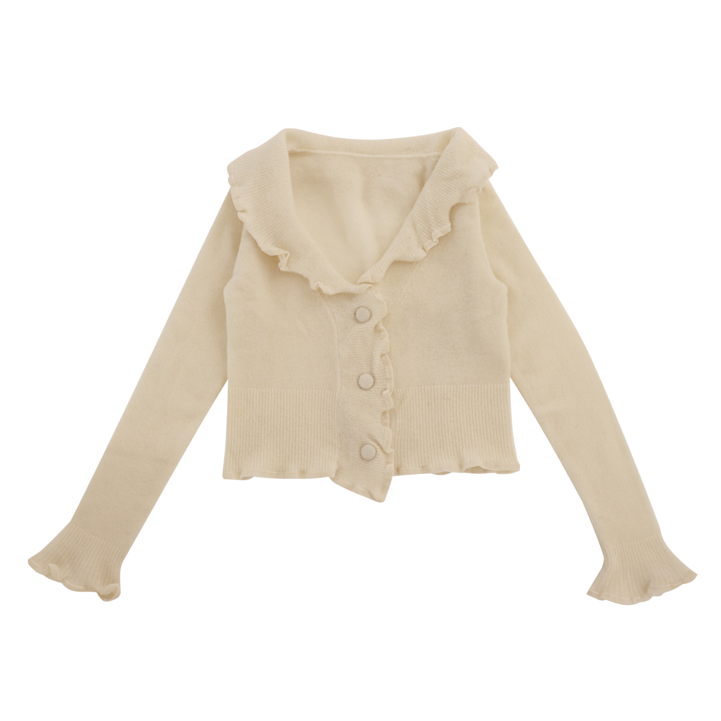 Soem-Fabrik-kundenspezifische weiße Blatt-Hülsen-Frauen-Damen-Kurzschluss-Strickpullover-Wolljacke