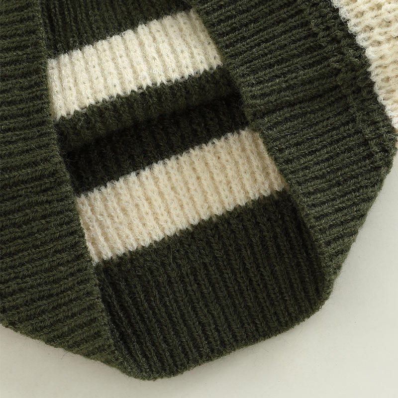 OEM Factory Custom Herbst Winter Rundhalsausschnitt gestreifter gestrickter Baby-Kind-Jungen-Pullover