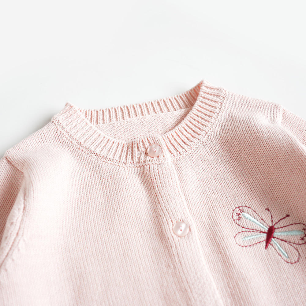 OEM Custom Langarm-Winterstrick-Cardigan-Pullover-Mantel für Mädchen im Alter von 2 bis 7 Jahren