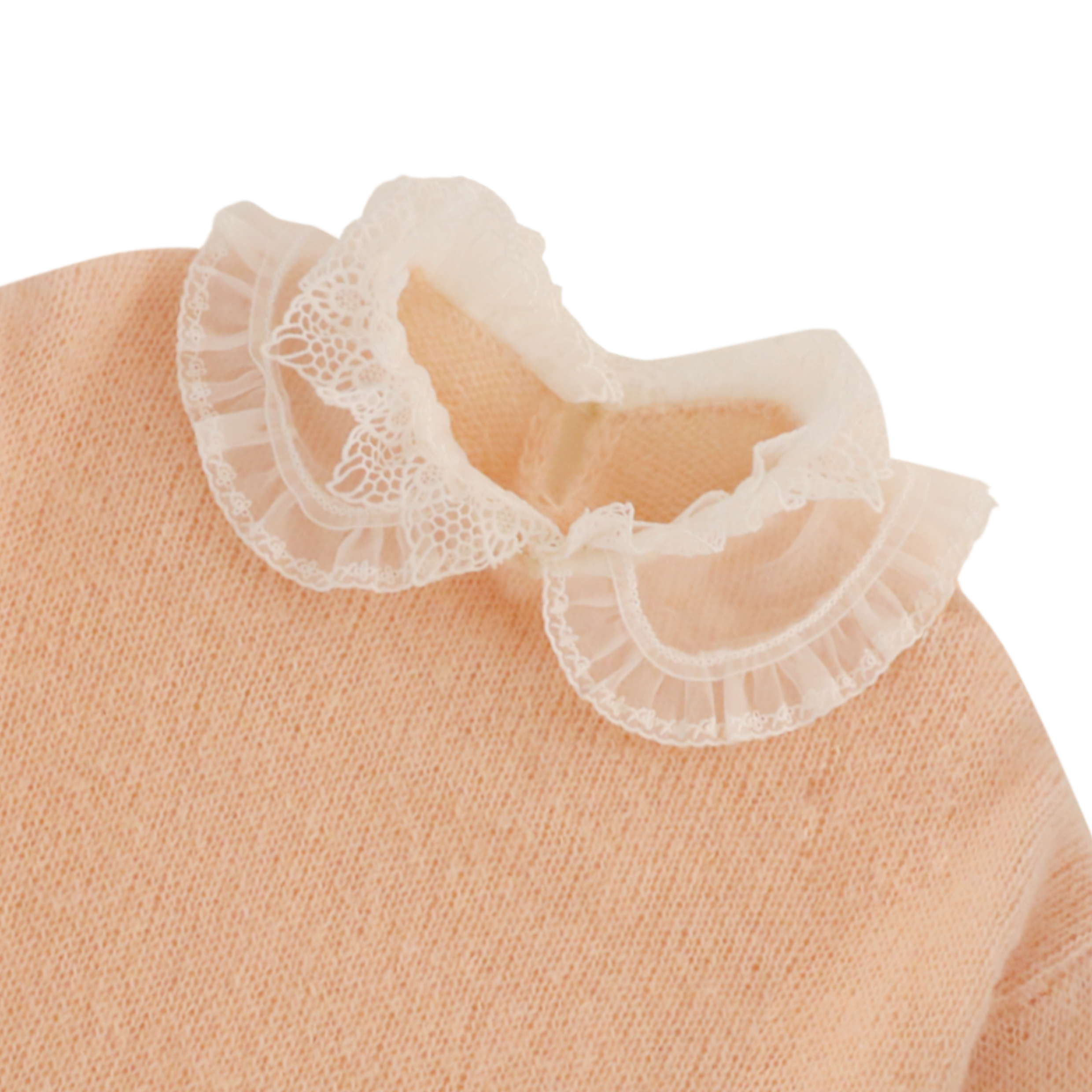 Herbst Winter OEM Factory Custom Langarm Puppenkragen Rosa Damen Pullover Strickpullover