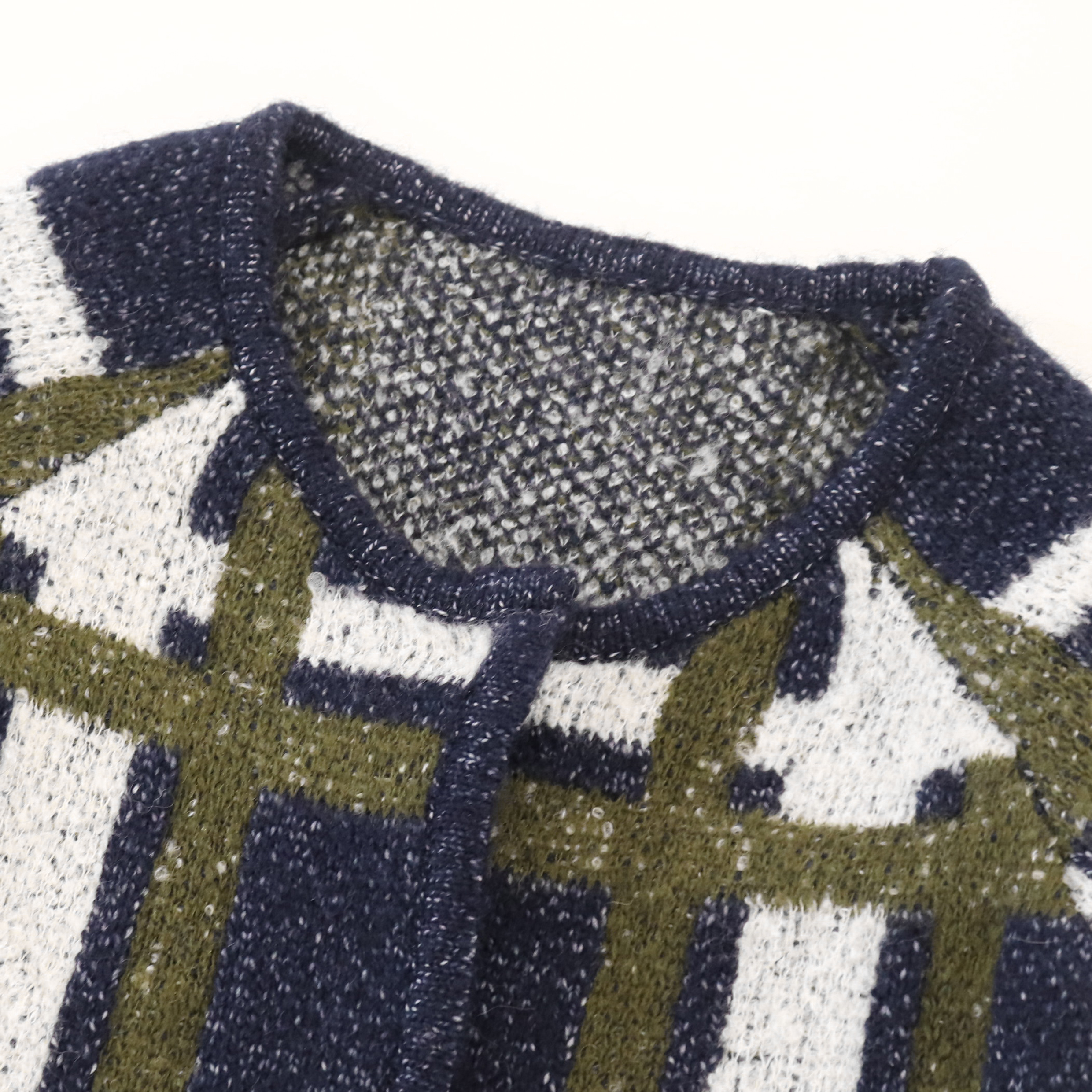 OEM Factory Custom Plaid Print Langarm Damen Damen Strickpullover Mantel Strickjacke