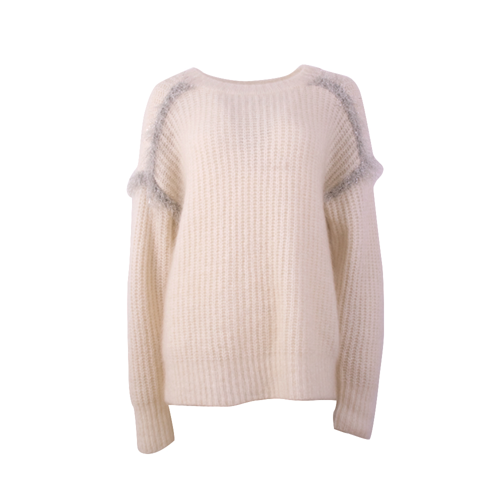 OEM Custom Damen Herbst Winter Strickwege weiche Langschläfe Beige Strickpullover Pullover Pullover