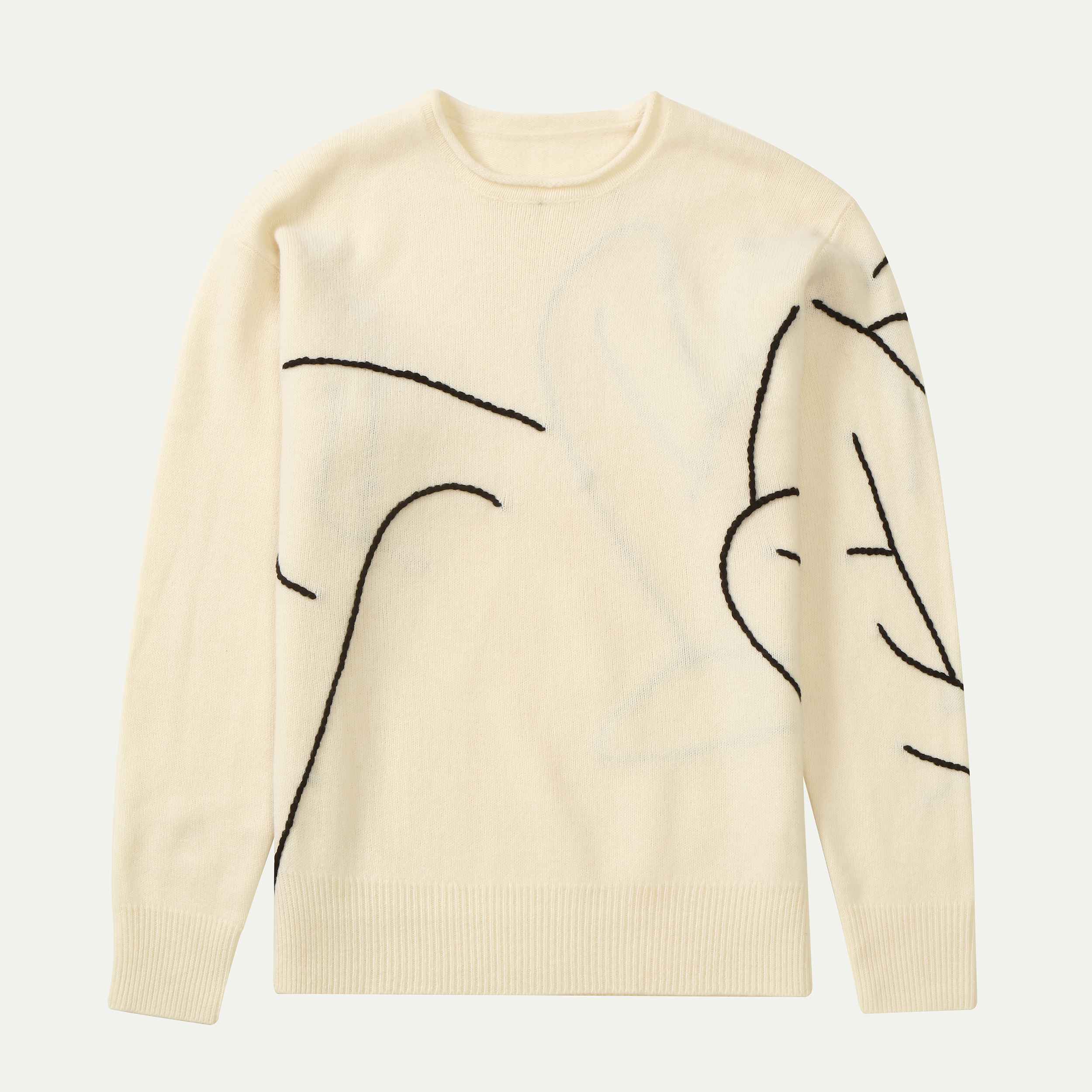 Benutzerdefinierte gehäkelte gemischte O-Ausschnitt-Kaschmir-Druck-Pullover-Damen-Strickjacke