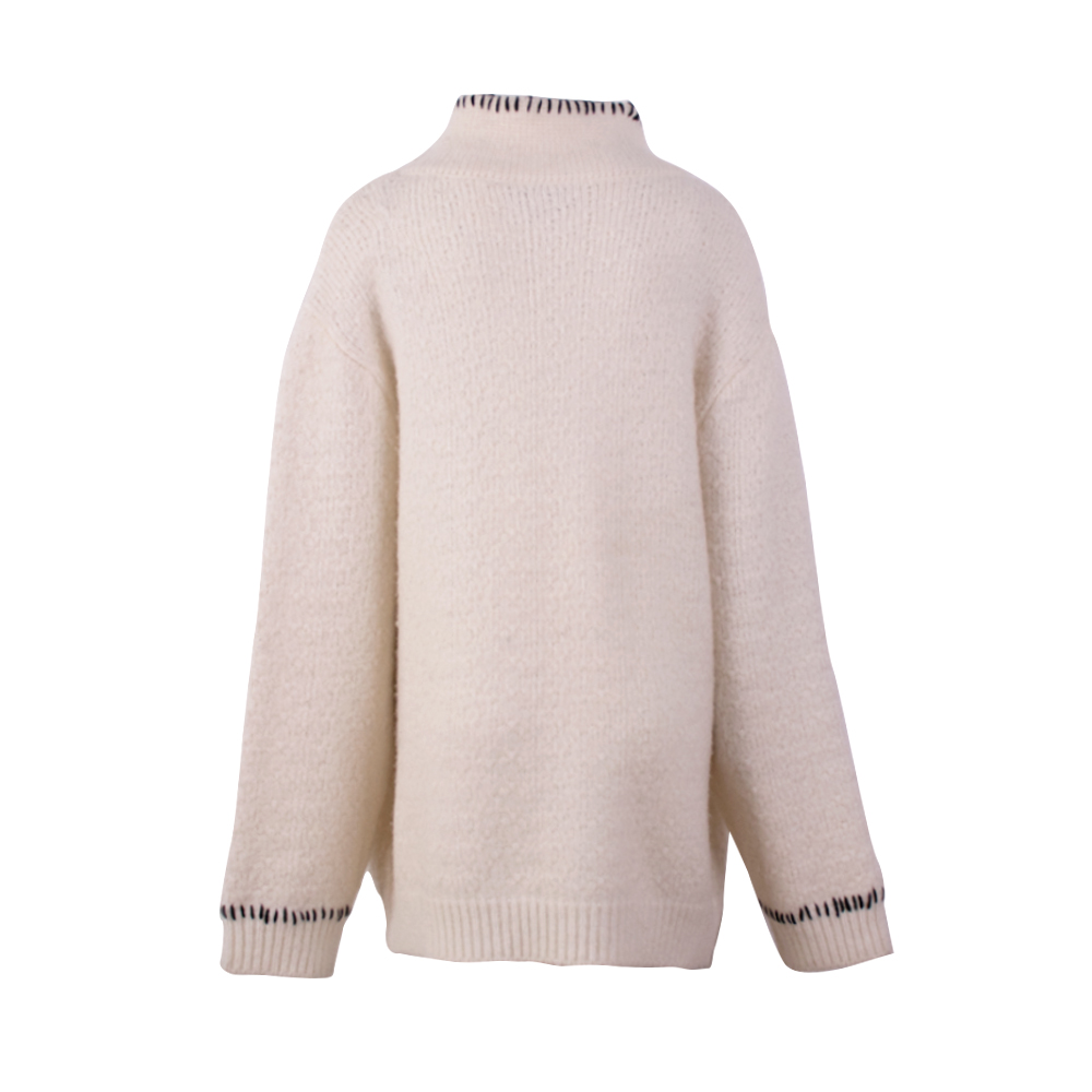 OEM-Fertigung, kundenspezifische Herbst-Strickwaren, gestrickt, lässig, Reißverschluss, Rollkragenpullover, Damen-Pullover, Top-Cardigan für Damen