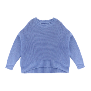 Herbst-Winter-OEM-Fabrik-kundenspezifischer blauer langer Hülsen-Frauen-Pullover-Strickpullover