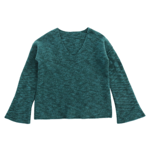 Herbst Winter OEM Factory Custom Langarm grün 100 % Wolle Damen Pullover Strickpullover