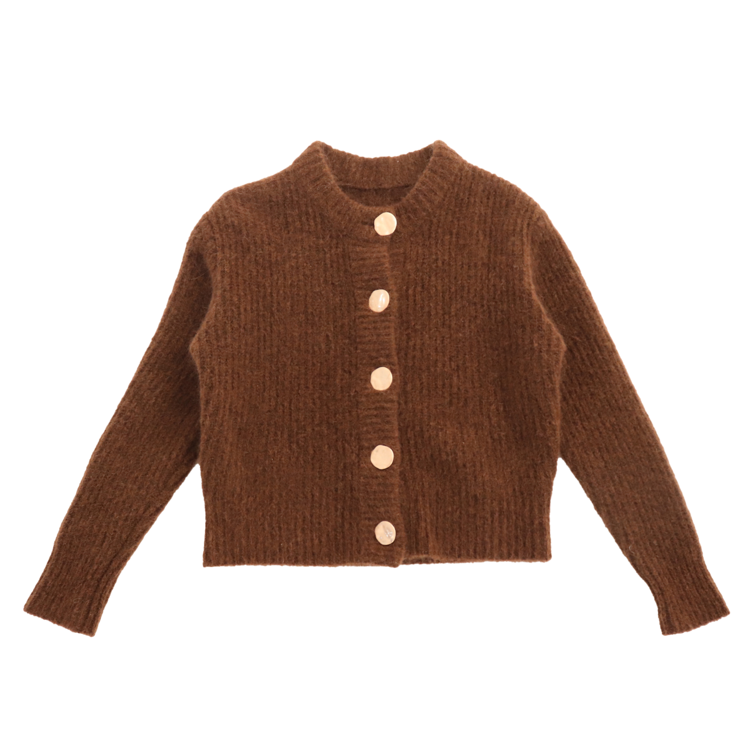 Herbst Winter OEM Custom Solid Brown Langarm Wolle Frauen Top Strickpullover Strickjacke
