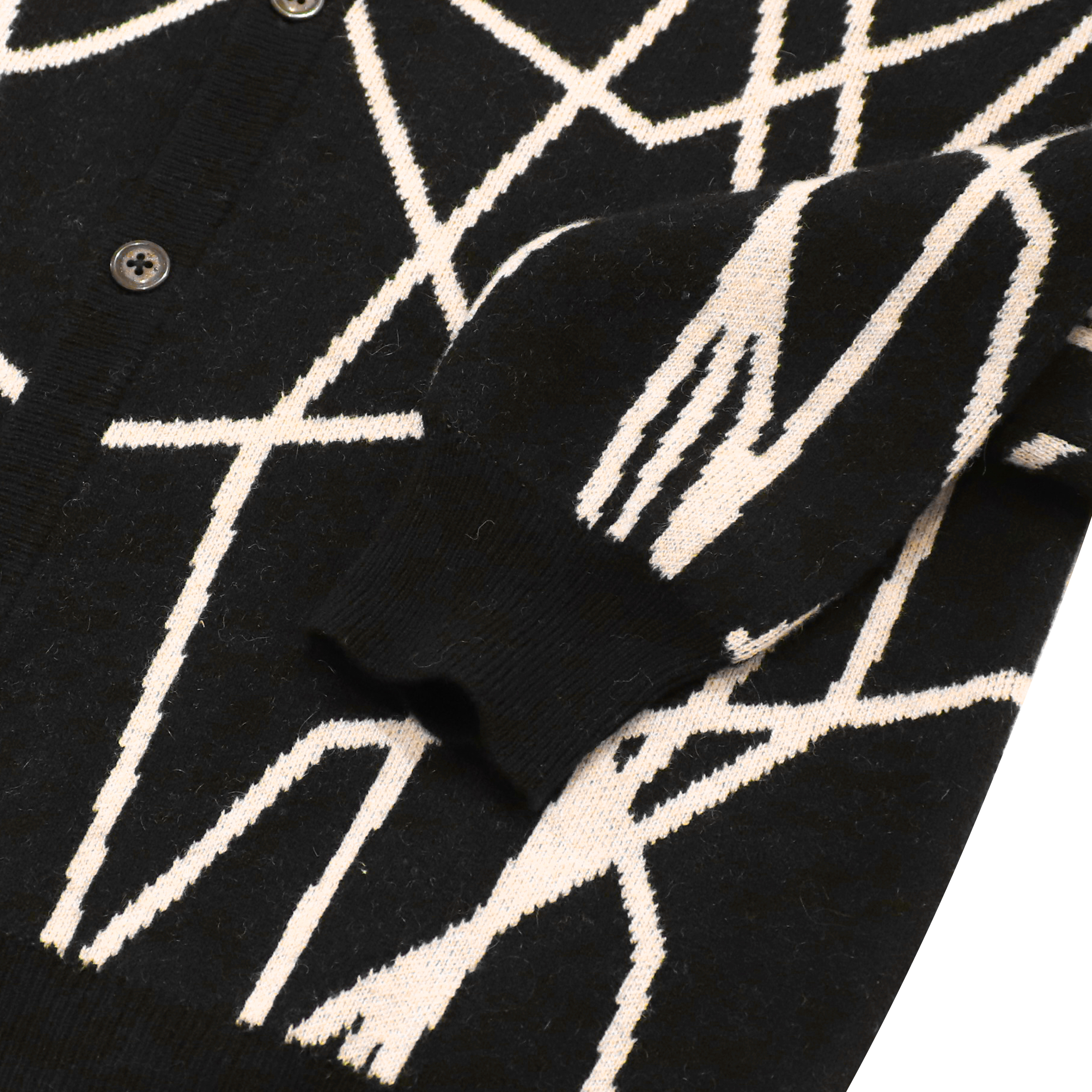 OEM Custom Black Print Langarm Wolle Damen Damen Strickpullover Mantel Strickjacke