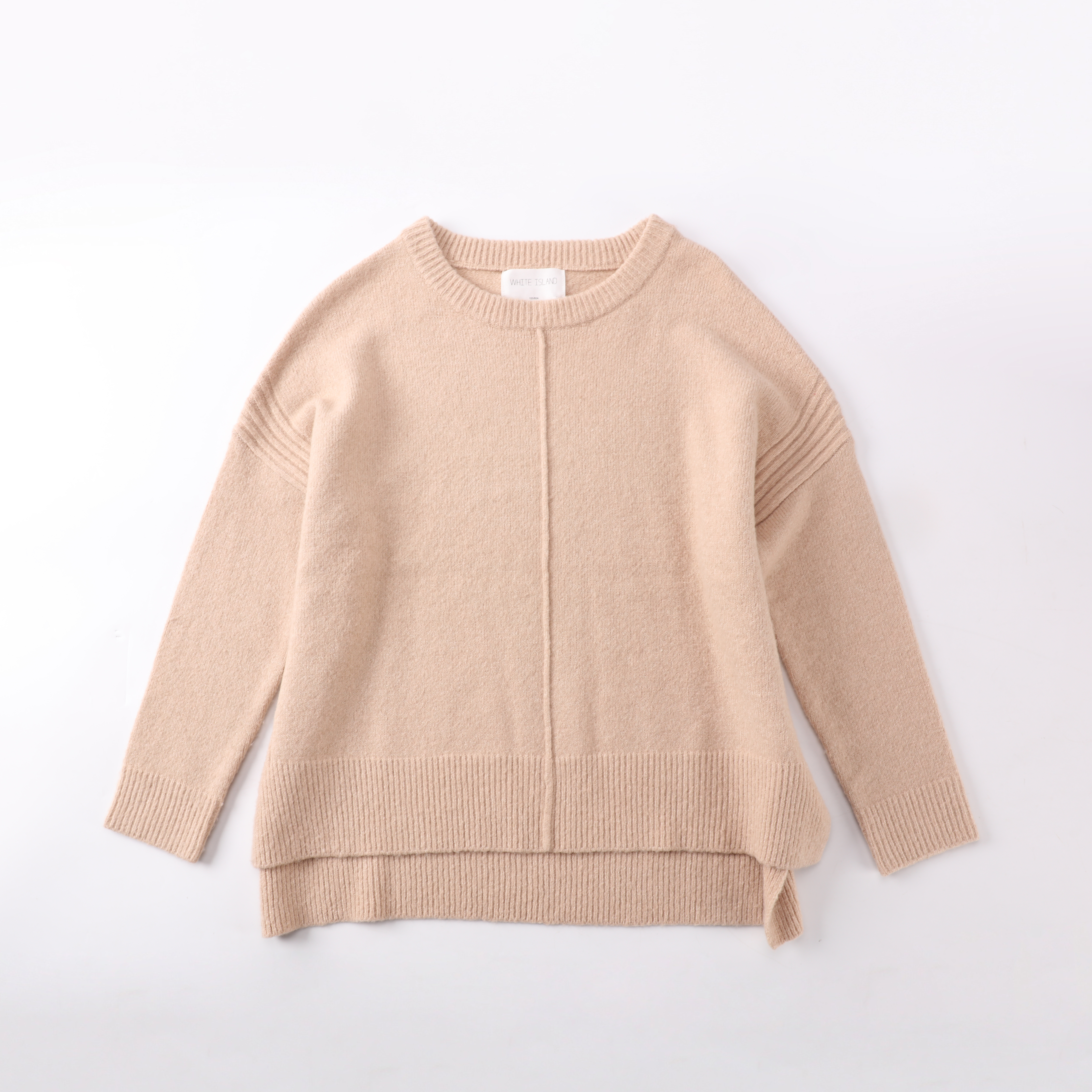 Herbst Winter OEM Custom Beige Langarm Lose Damen Damen Pullover Strickpullover