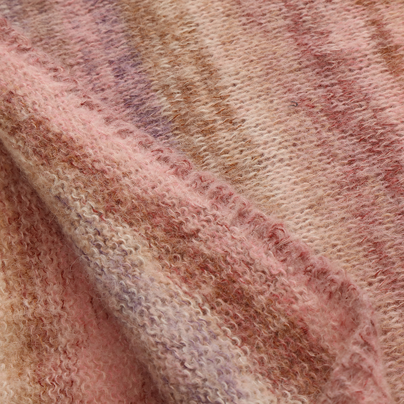 Herbst-Winter-Frauen Space Dye Langarm Striped Pullover Strickkleid