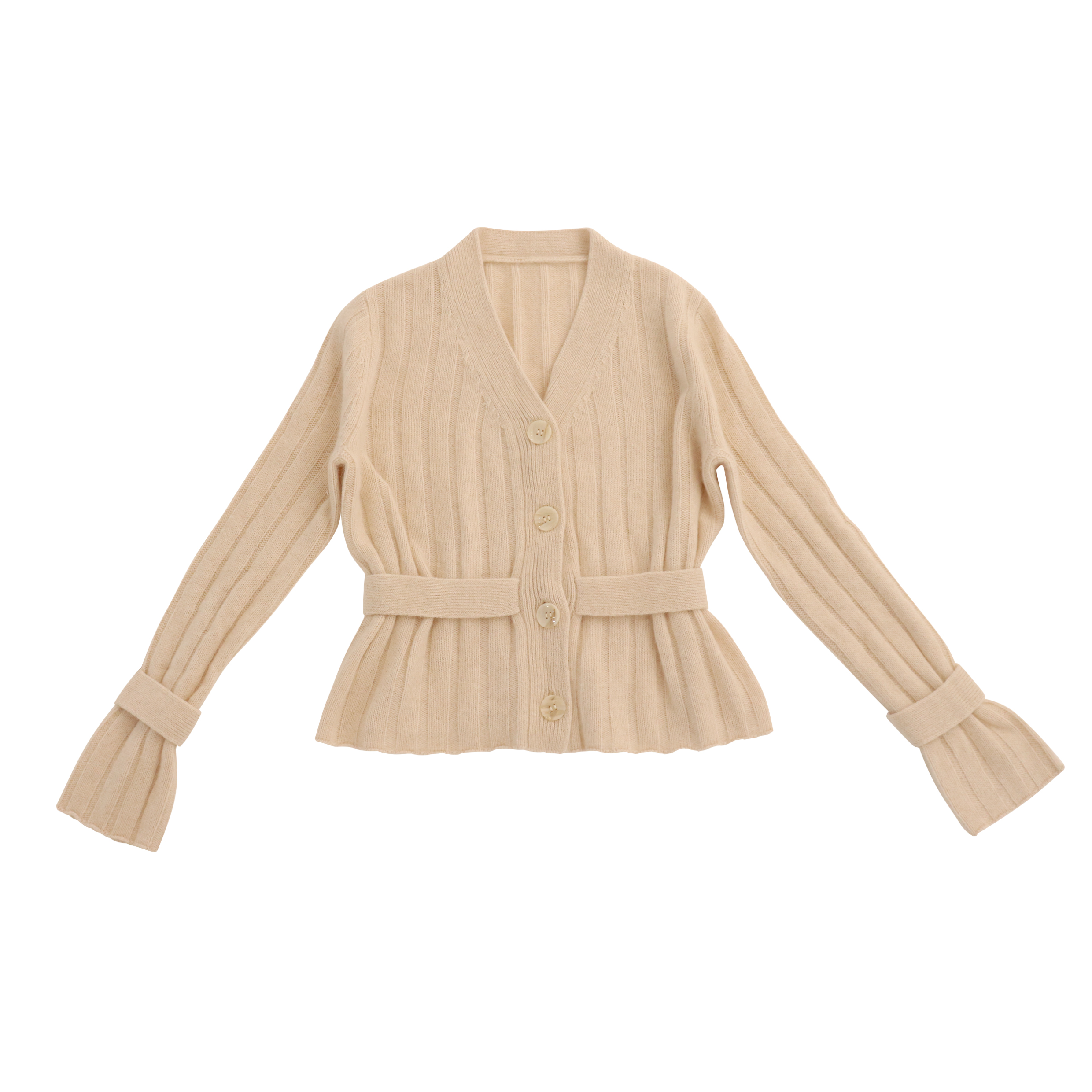 OEM Factory Custom Long Sleeves Beige Damen Damen Short Slim Strickpullover Strickjacke