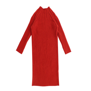 Winter OEM Factory Custom Langarm Rot Lose Damen Pullover Strickpullover Kleid