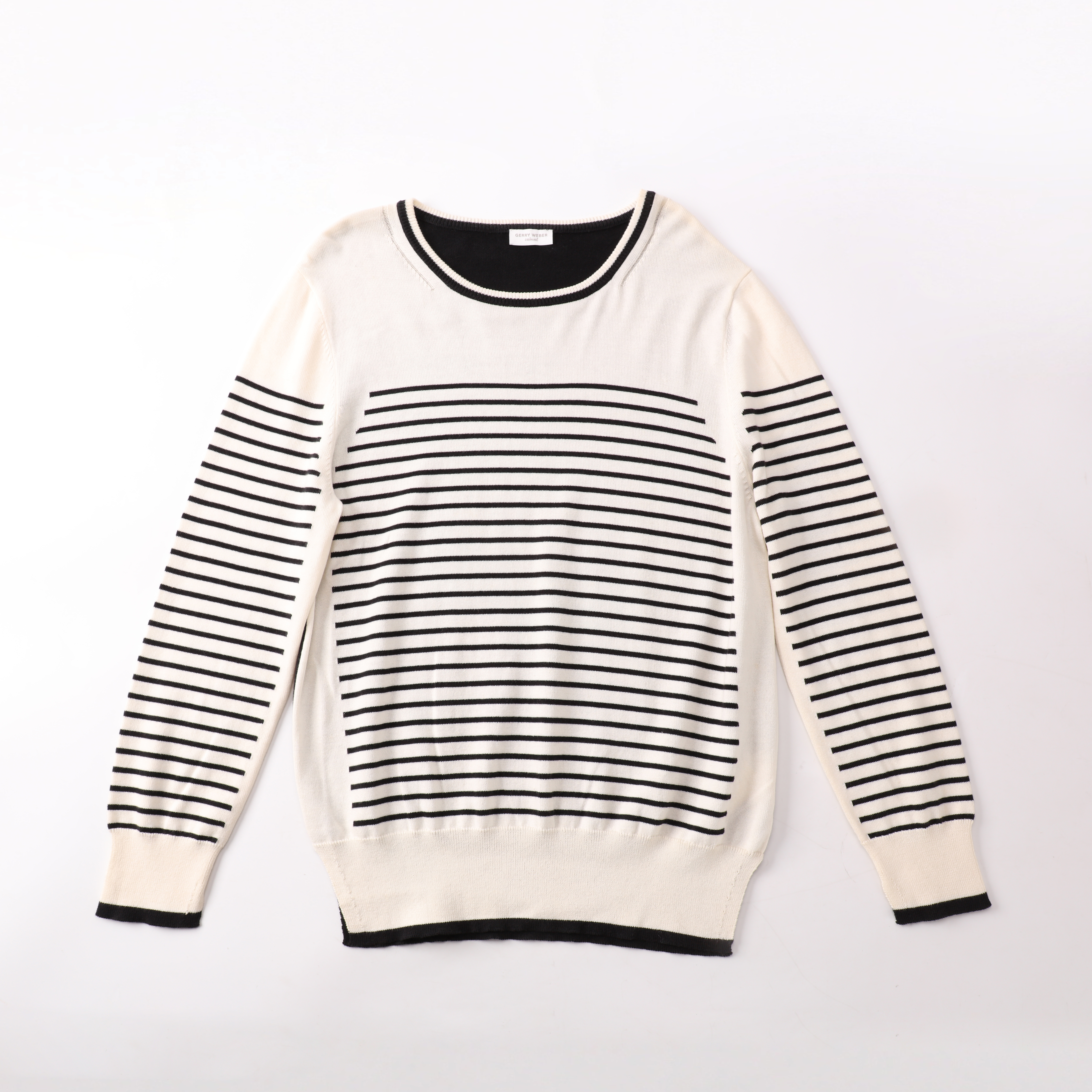 Herbst Winter OEM Custom Fashion Gestreifter Langarm Damen Pullover Strickpullover