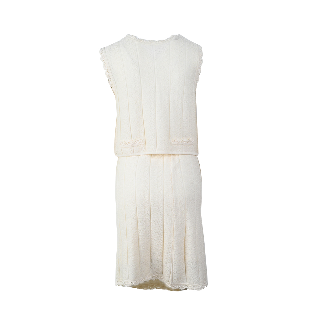 OEM Custom gestrickte ärmelloses VSet Rock Frau Herbst Winterpullover Set